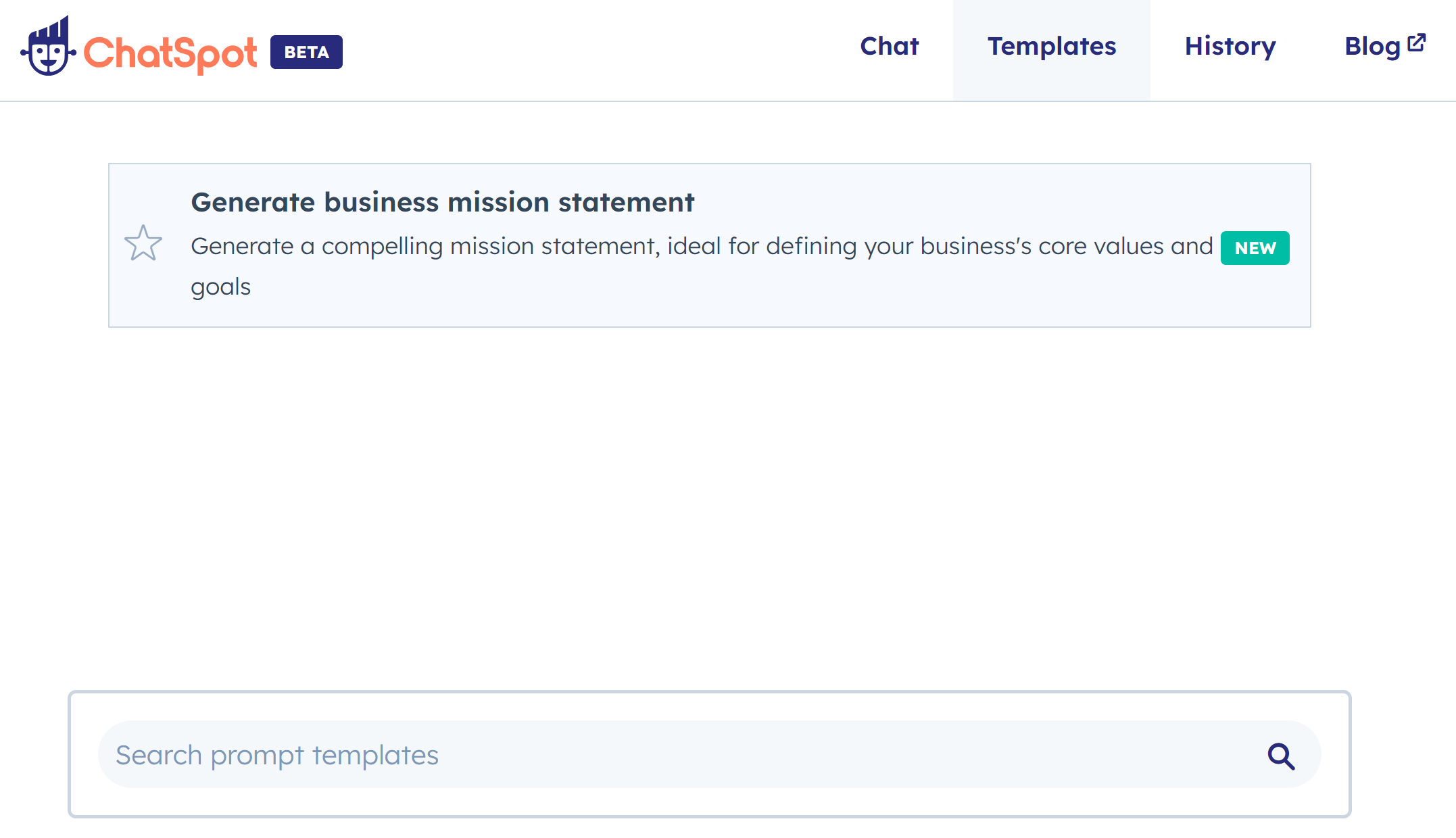 ChatSpot generate business mission statement prompt template